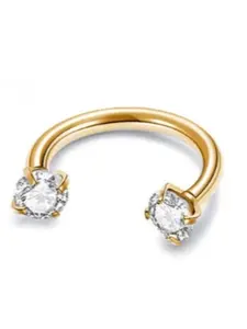 18G(1.0mm) 8mm Titanium Nose Hoop Horseshoe Internally Threaded Gems Nose Ring with Free Ball Holder Nose Piercing Jewelry