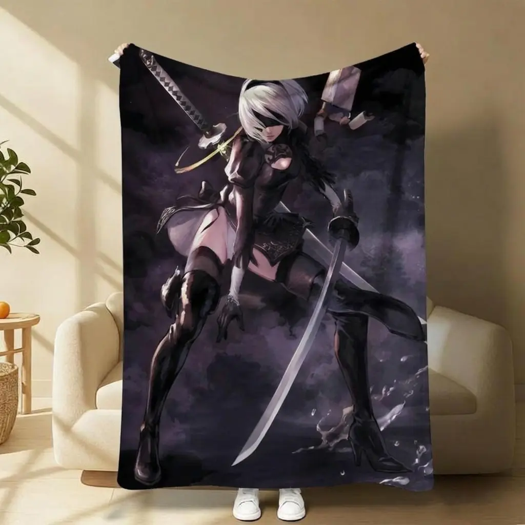 2B Character Symbol Printed Flannel Blanket, Flannel Blanket, Easy to Spread, Durable And New, Wrinkle-Resistant Material for Lasting Warmth, Bar Decor Essential, Personalized Home Must-Have, Enhancing Space Texture