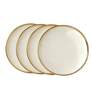 Luxurious Ceramic Gold Rim Dinnerware Set, Microwave & Dishwasher Safe, Ideal for Pasta Salad Dessert Sushi, Restaurant Home Use, Tableware Set, Dinnerware Service Set, Modern Tableware Sets
