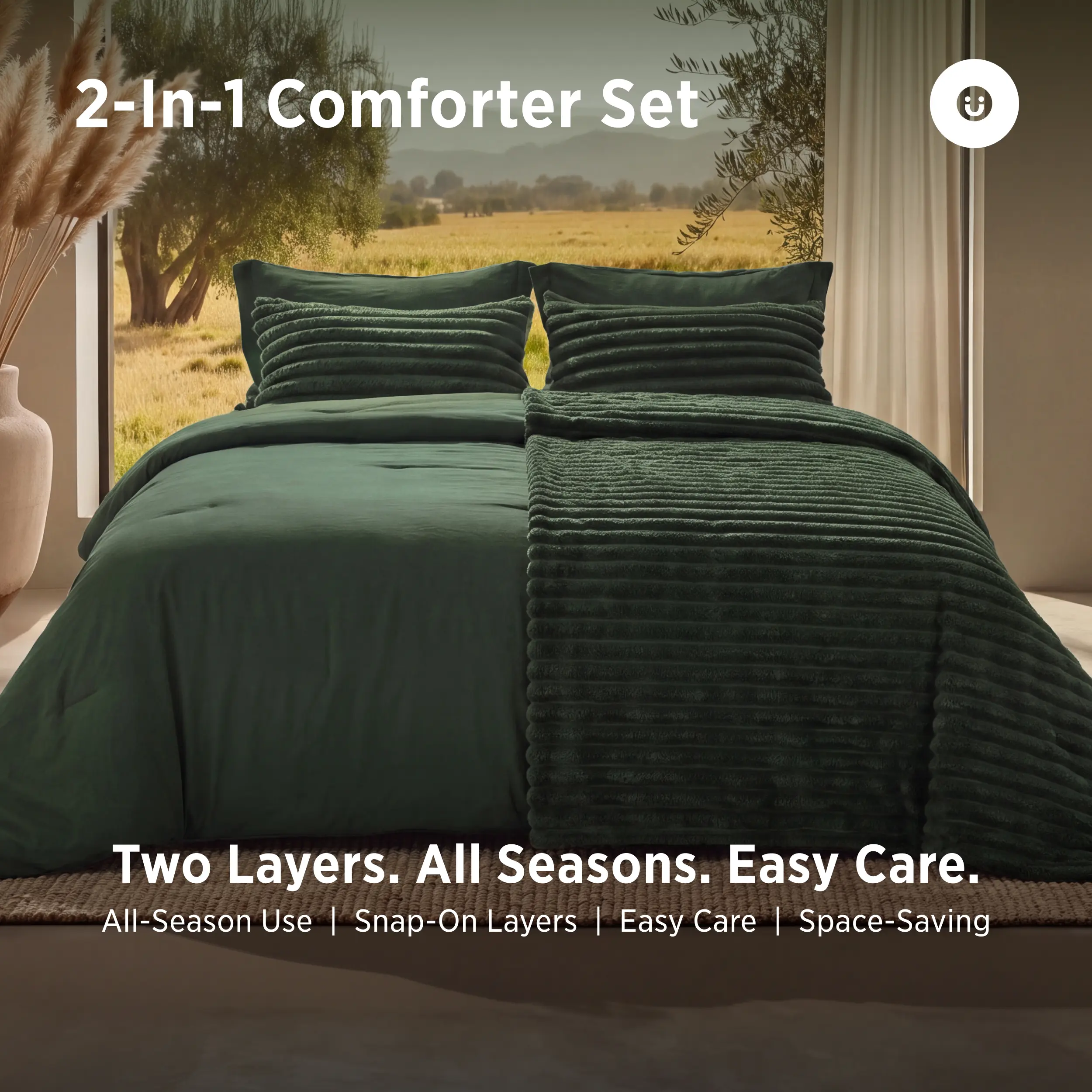 【September Stock Up 】Bedsure 2-in-1 Comforter Set and Detachable Fluffy Blanket,  6 Pieces, All Season , SnapTech Design for Space Saving,Augtober Gift,Gentlesoft 2 in 1 Comforter Set