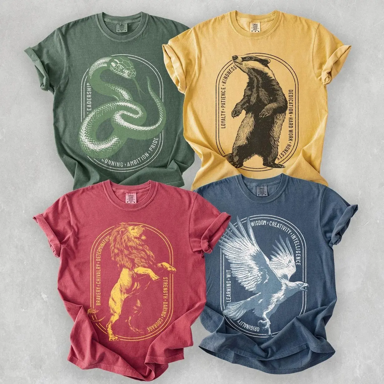 Wizard House Shirts, Bookish Comfort Colors T-Shirt: Matching Shirt Set, Wizarding School Tshirt, Magical School Shirt CY6PE
