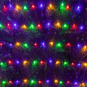 Metal Plastic 200 LED Net Mesh Lights, 9.8ft x 6.6ft Multicolor Festive String Lighting with 8 Modes & Timer Function, for Christmas Decorating – Indoor/Outdoor Home Garden Use