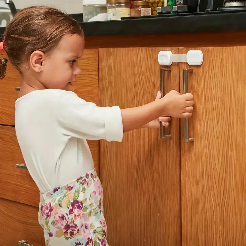 6 Pack Safety Strap Locks, Child Safety, Safety Feature, Prevent Finger Pinching, Cabinet Door Locks, Drawer Locks, Wardrobe Security Locks, Multiple Uses, Durable Material and Easy to Install, Six Pack