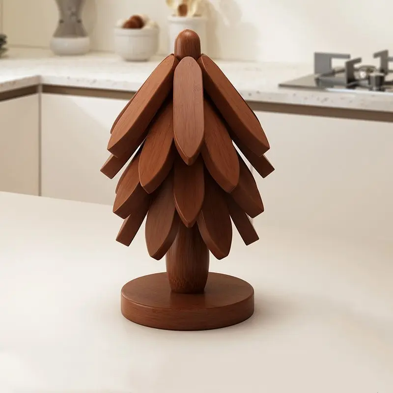Wooden Trivets Set - Foldable Kitchen Coasters for Hot Tableware, Ideal Birthday Gift for Home Storage & Organization