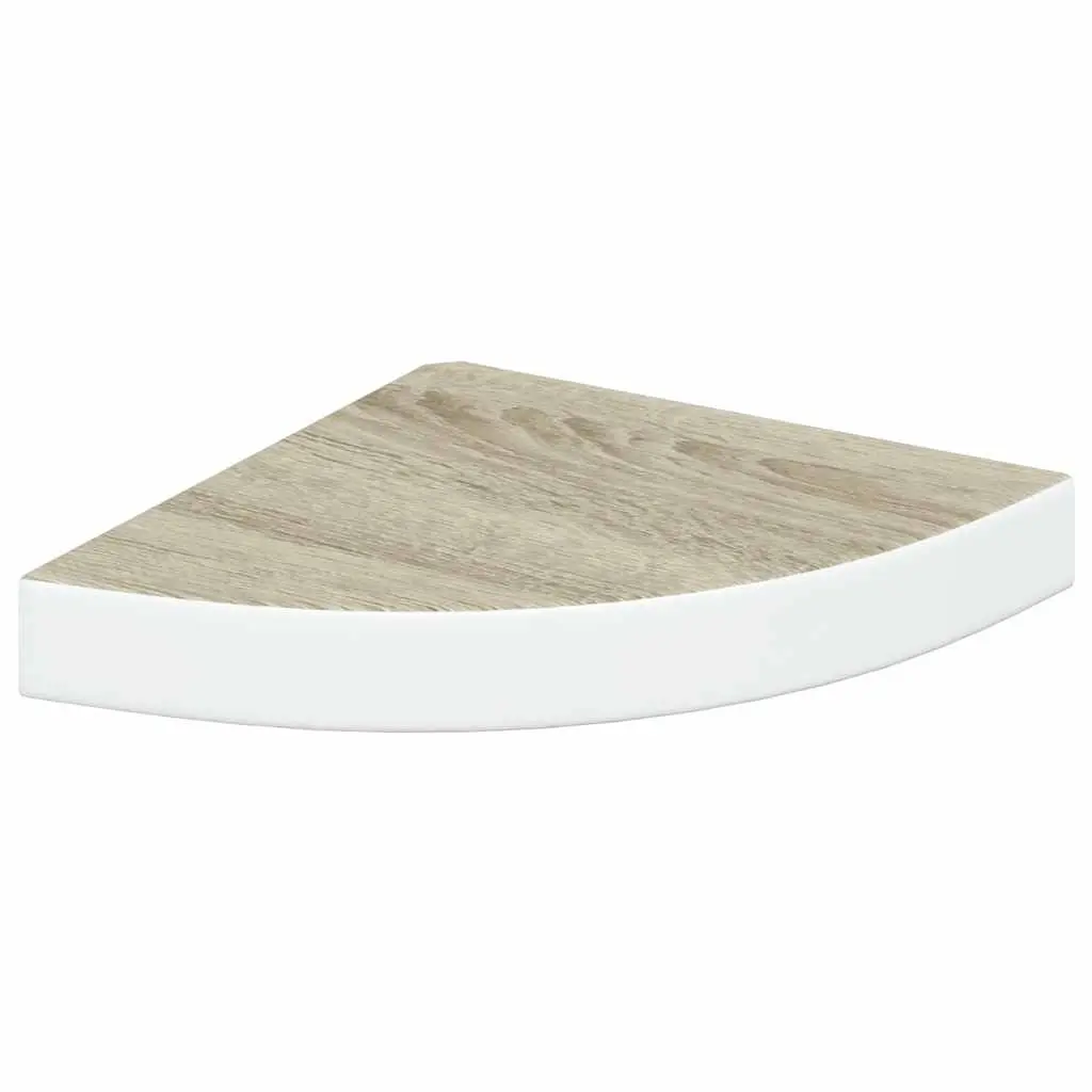 vidaXL Wall Corner Shelf, Floating Corner Shelf, Display Shelf, Wall Mounted Shelf for Book DVD CD Photo Frame, Modern Style, Oak and White MDF 326630