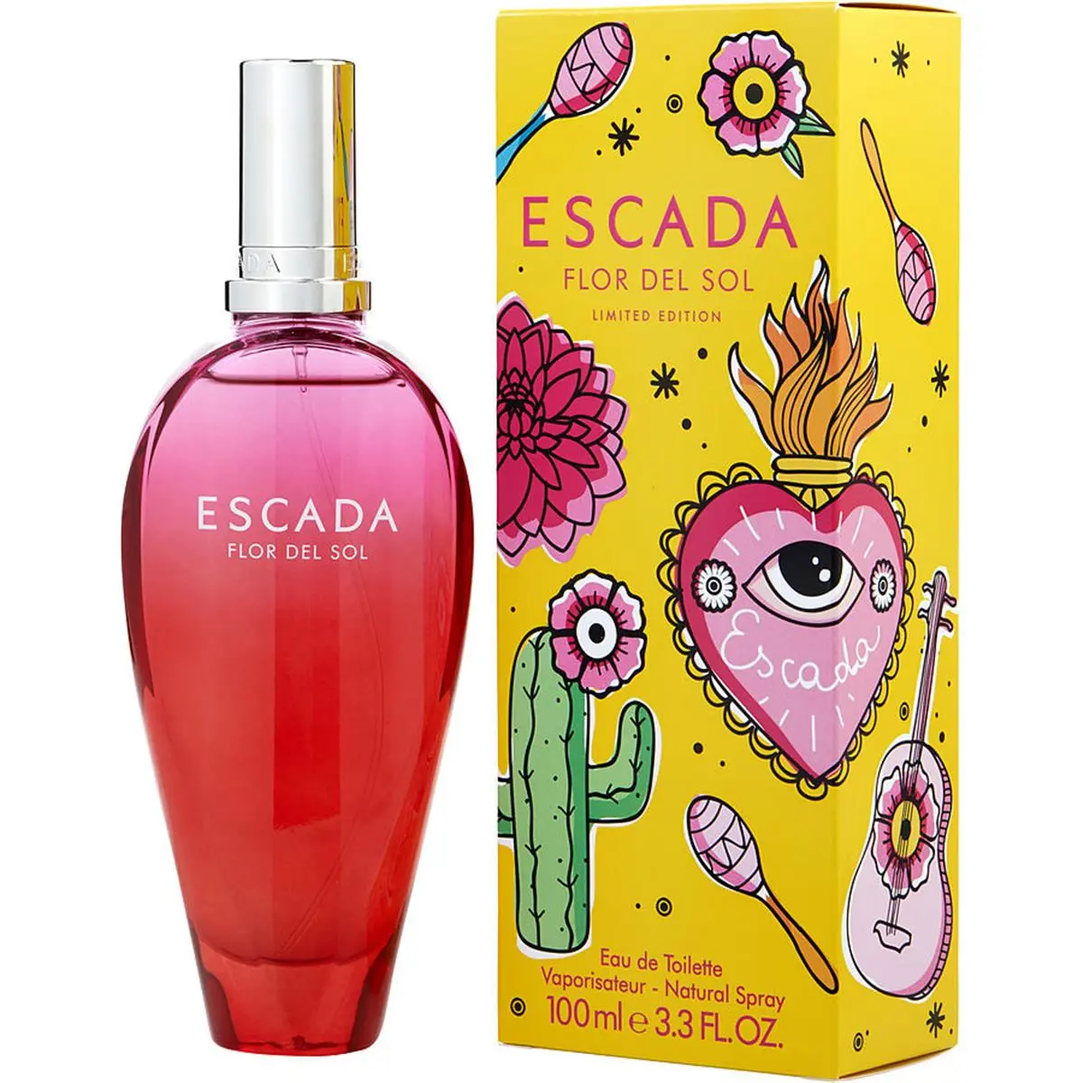 Escada 352443 Flor Del Sol Eau De Toilette Spray - 3.3 fl oz Bottle, Floral Women's Fragrance with Dahlia, Citrus Orange Notes & Tequila Undertones for Smelling Good