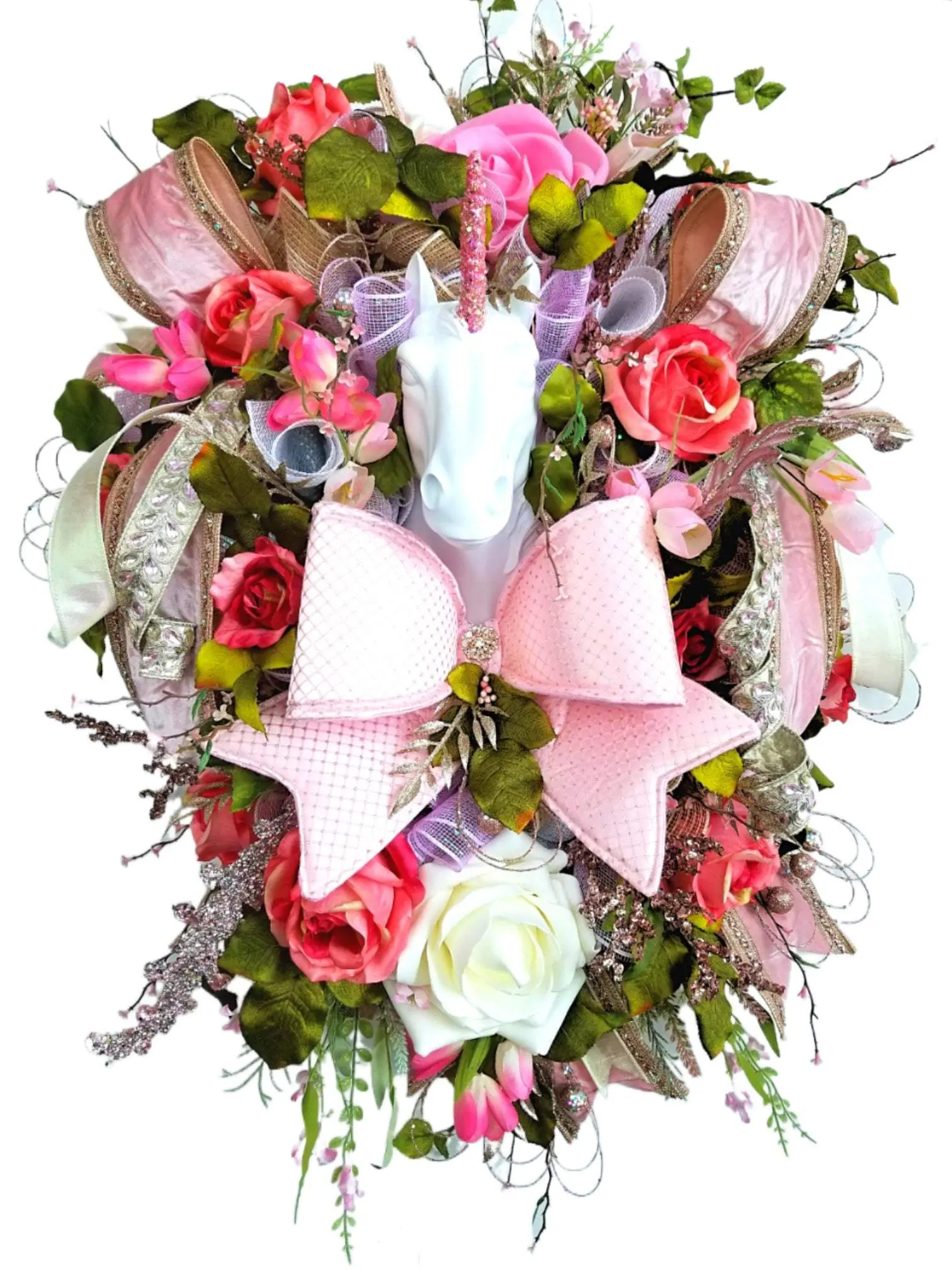Floral Unicorn Whimsical Everyday Wreath