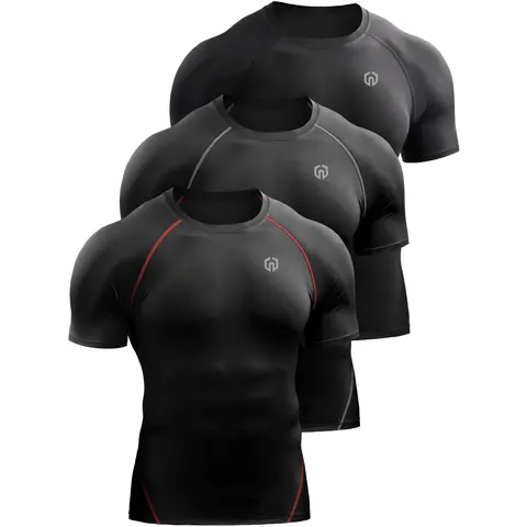 NELEUS Men's Compression Shirts - Abrasive Resistant, Breathable Quick Dry Baselayer, Tight Fitted Flexible Athletic Fashion Activewear, Moisture Wicking Gym Athletic Clothes, All-Weather Performance Gym Workout Apparel for Summer Fitness