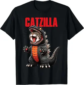 Unisex Cute Kitty Catzilla T-Shirt for Cat Moms & Dads