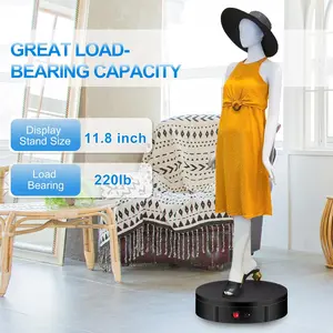 Motorized Rotating Display Stand 11.8" 360 Degree Turntable with Remote Control US Plug Base for Photography Jewelry Arts 220Lbs Capacity