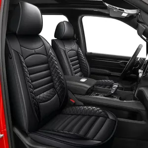 Full Set Black Seat Covers for Dodge RAM 2002-2025 | Fits 1500 2500 3500 Truck Pickup | Crew/Quad Cab with Curved Bench | Heavy Duty Truck Seat Protectors
