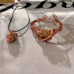 Sunstone Copper Wire Set includes bracelet and necklace.
