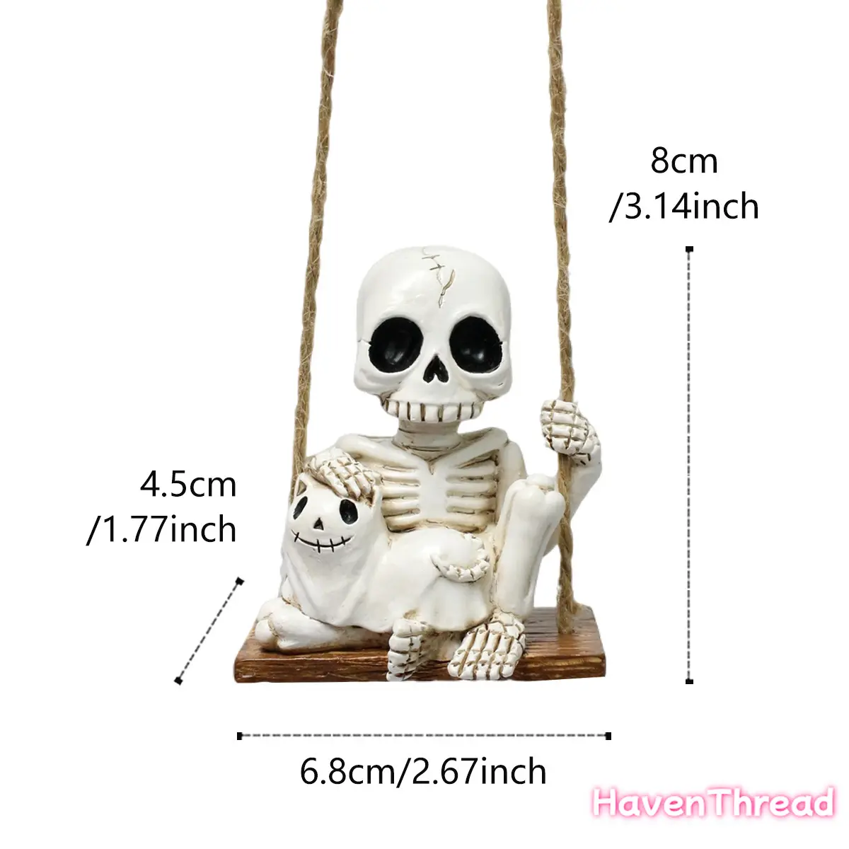 Halloween Scary Decorative Hanging Ornaments - Hand-Painted Resin 3D Realistic Skeletons & Ghost Cat Swing, DIY Bag Accessory, Keychain Charm, Collectibles, Holiday Decor, Festive Decoration, Ornaments Decor, Style Ornament