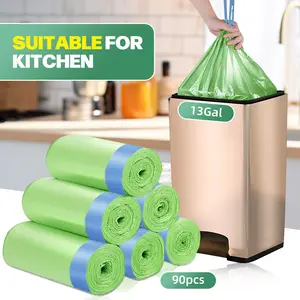Rantizon Ultra Strong 13 Gallon TrashBags 90Pcs with Drawstring Closure, Continuous Odor Control, Biodegradable for Kitchen Garden Home