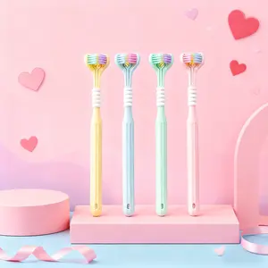 Couple's 3D Multi-Angle Toothbrush Set, Romantic Design, Deep Plaque Clean, Teeth Plaque Remover, Fresh Breath, Tongue Scraper, Gentle Bristles, Soft Toothbrush, Multiple Colors, Toothbrush Kit