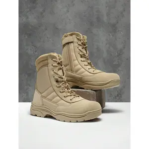 Men's Breathable Military Tactical Work Boots Side Zipper Leather Motorcycle Combat Boots (6-8 Inches) Slip, Oil, And Abrasion-Resistant Perfect For Bot Like Camping, Climbing, Cycling, Fishing, Jungle, Running, Mountaineeri outdoor boot basketball  shoes