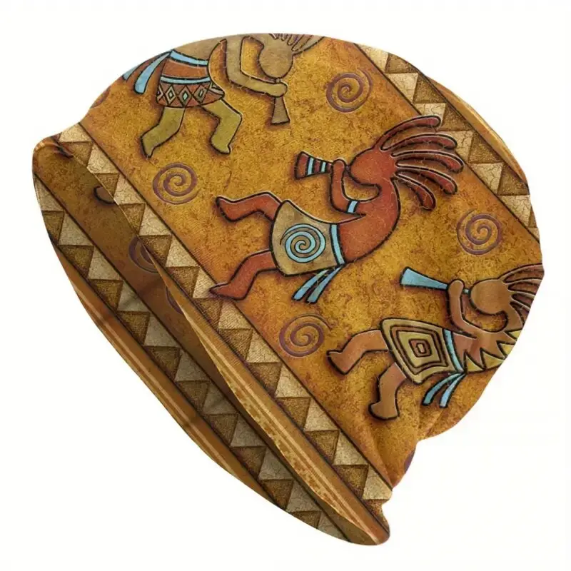 Women's Slouchy Turban Hat, a Soft Cotton Beanie with Geometric Print for a No-Fuss Casual Look, Lightweight Headwear for Cancer Patients, Polyester