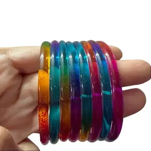 Jelly Bangles - 8 Pc Set. Clear, Transparent Jelly Bangles, Indian Glass Bangles - Bangles for Women. Perfect for any Occassion