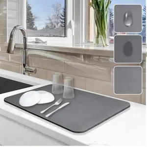 Dish Drying Mat for Kitchen Counter, 12"x19" Dish Drying Pad with Non-slip Rubber Backed, Hide Stain Anti Absorbent for Kitchen Counter, Drying Mat for Coffee Machine Dish Rack (Grey)Kitchenware , KitchenLife , HomeandKitchen, CookingTips , Gadget