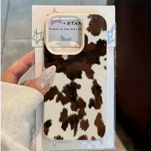 Minimalist Cow-Print TPU Phone Case Cover for iPhone 17,16e,16,15,14,13,12,11 (Mini,Pro,Max) - Scratch-Resistant Matte Back, UV Printing, Protective Stylish Mobile Accessory Casing, Ideal Birthday Gift