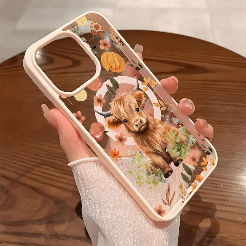 Phone Cases for iPhone11/12/13/14/15/16//17/Air/promax/Plus Highland Cow, Autumn Flowers & Pumpkin y2k cased MagSafe Ready, Anti-Fall, Springtok and Ultra-Thin Design |   Perfect for Everyday Use Protector Aesthetic Screen Protector, Accessories, Smartpho