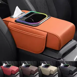 Car Multifunctional Armrest Storage Pad, Type-C and Type-A Fast Charging, RGB Ambient Light, Easy Installation, Car Accessories, Car Armrest Box