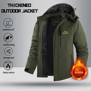 Men's Winter Outdoor Fleece Lined Warm Hooded Jacket Coat - Waterproof Windproof, Fleece Lining, Suitable for Outdoor Climbing & Hiking