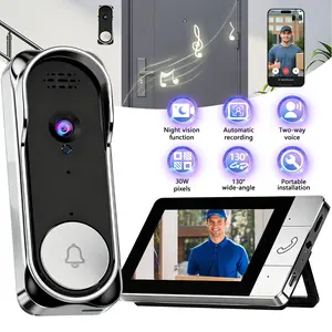 Video Doorbell with 43" Monitor, No WiFi Needed, 130° Wide Angle, Infrared Night Vision, 2-Way Audio & Local SD Card Recording