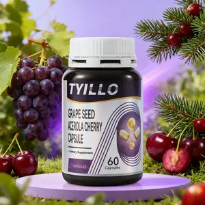 Tyillo Grape Seed & Acerola Cherry Capsules 60 Count - Natural Antioxidant, Immune Boost, Anti-Fatigue, Natural Detox, Vitamin C & E Wellness Supplements for Adults