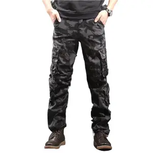 Men's Mid-Rise Cotton Camouflage Trousers - Casual, Loose Fit, Multi-Flap Pockets, Zipper Closure, Mixed Colors, for Sports, Outdoor Activities, Trouser