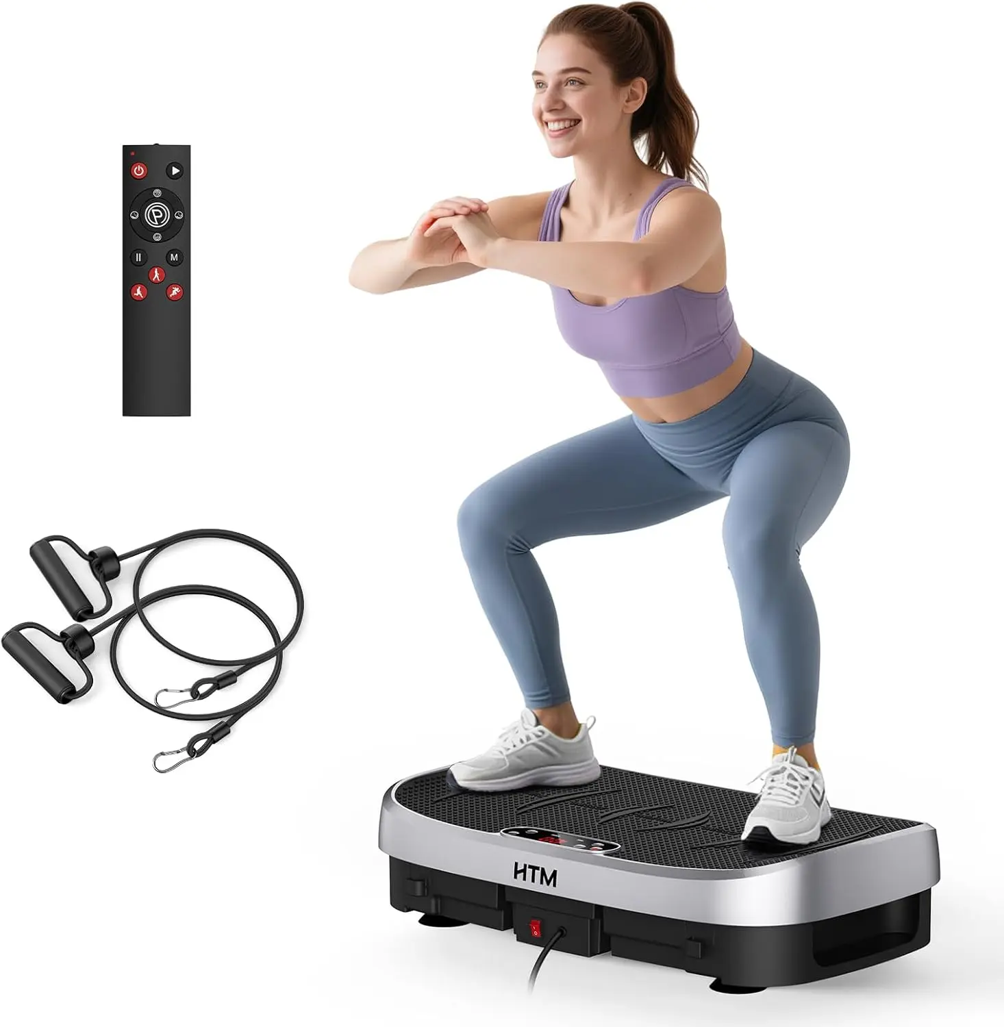 High-Power Vibration Plate Exercise Machine,440lbs Weight Capacity, Bluetooth Remote Control, 4 Workout Modes for Home Gym Fitness Equipment Summervibes