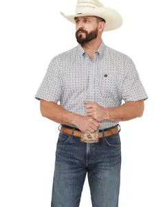 Cinch Men's Floral Geo Print Short Sleeve Button-Down Western Shirt - Mtw1111490