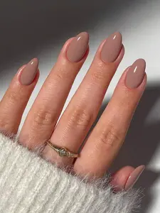 24Pcs Short Oval Press-On Nails | Nude Glossy Macaron Candy Acrylic Nails