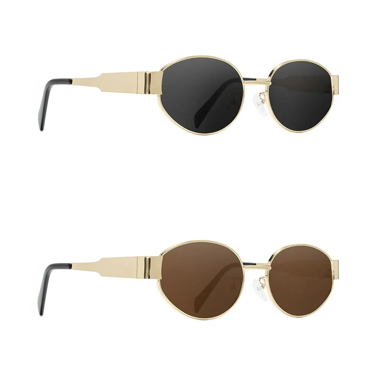 Retro Oval Sunglasses for Womens Men UV400 Summer Trendy Sunglasses Protective Fashion Classic Tone Metal Sun Glasses