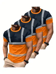 3-Pack Men's Lightweight Breathable Activewear Sporty T-Shirts, Casual Sports Top, Fitness Training Top, Bright, Deep Blue, Casual Daily Wear, Round Neck, Short Sleeve