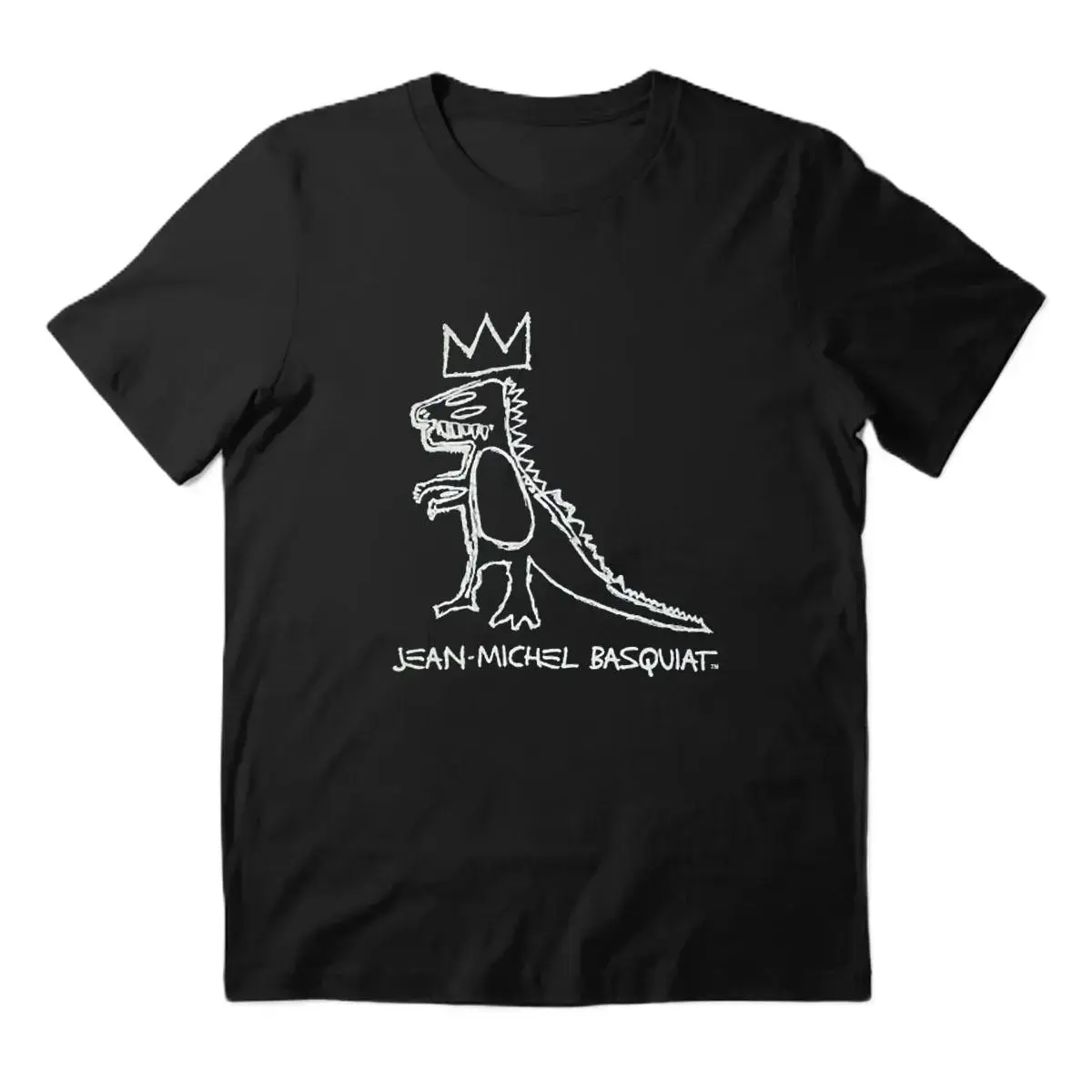 Women's Short-Sleeve Soft Round Neck Jean Michel Basquiat Graphic Print Cotton T-Shirt - Unisex Cut, Loose Fit, Casual Streetwear Top, All Seasons, 3XL, 4XL, 5XL, Menswear Option