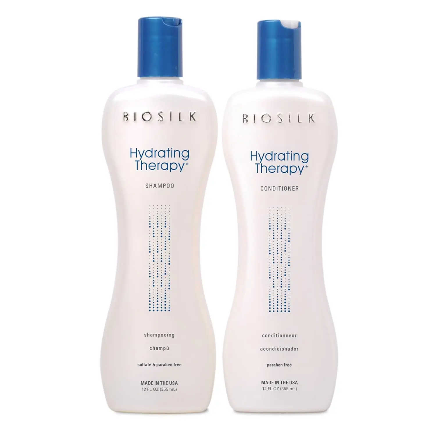 BioSilk Hydrating Therapy Shampoo & Conditioner Pack - 12 Oz (2 Count) Daily Haircare Cleanser & Moisturizer, Hydrates Youthful Hair, Tames Coarse Hair, Sulfate-, Paraben-, & Cruelty-Free, Hydrate