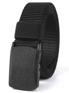 Men's Tactical Nylon Tape Belt with Automatic Buckle, Sporty Style Training Fabric Waistband for All Seasons, High-Quality Military Design