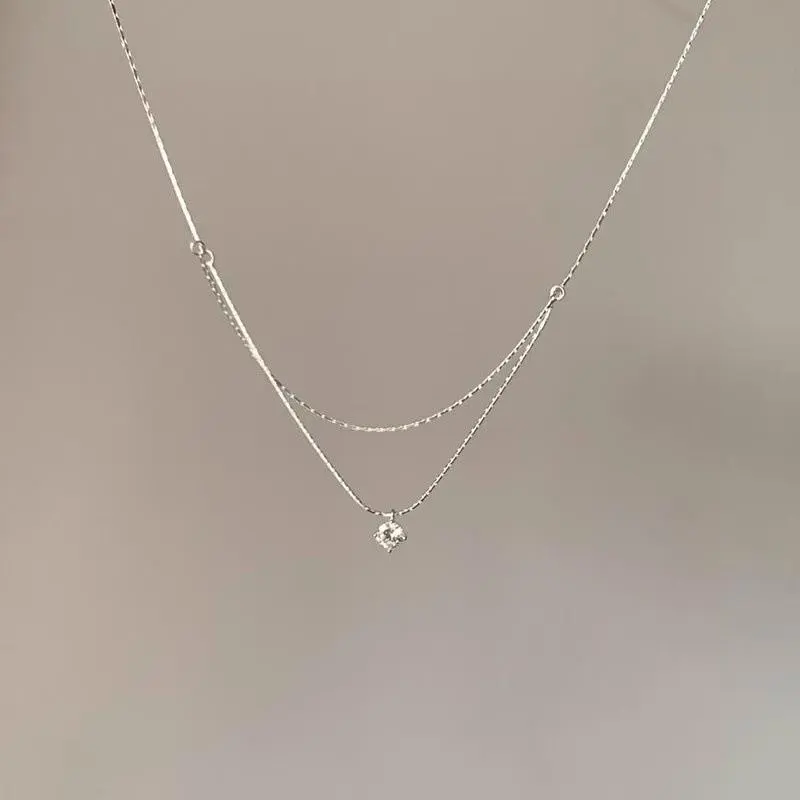 New 925 Sterling Silver Double Necklace Personality Charm Women's Pendant Simple Style Choker Birthday Gift Exquisite Jewelry