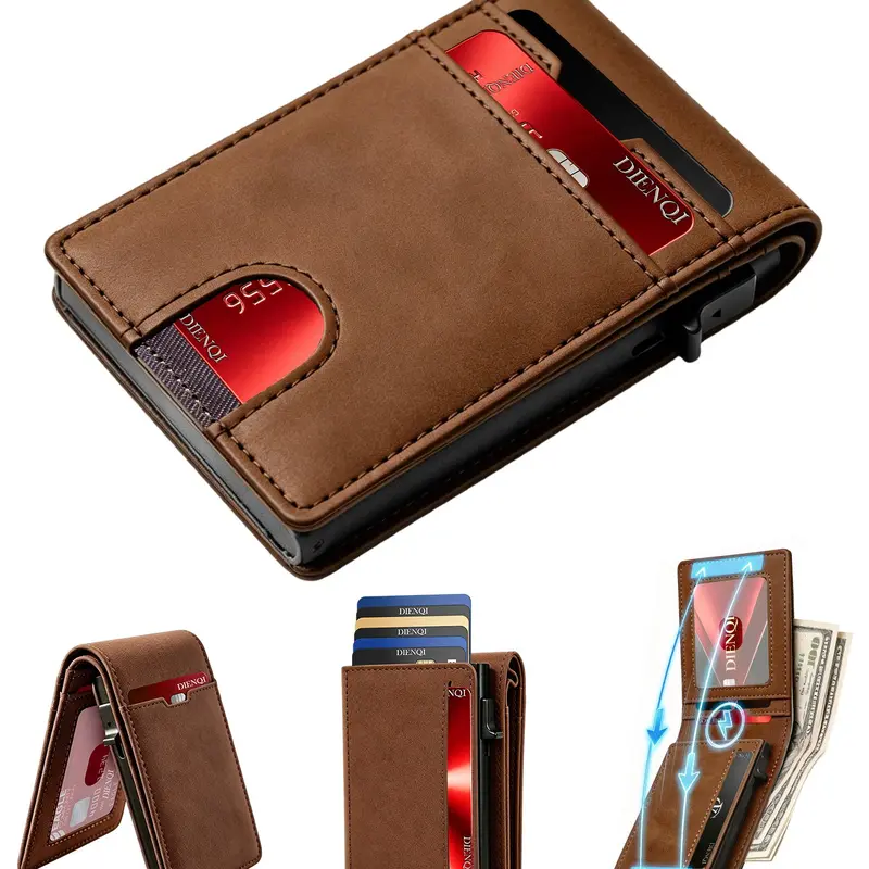 Business Matching Rfid Blocking Wallet, Minimalistic Rfid Wallet, Simple Plain Multi Pop-Up Card Slots Wallet, Magnetic Minimalist Card Holder Wallet for Men, Rfid Theft Proof, Masgafe Smart Wallet, Cash Pocket Money Clips, ID Window, Father's Day