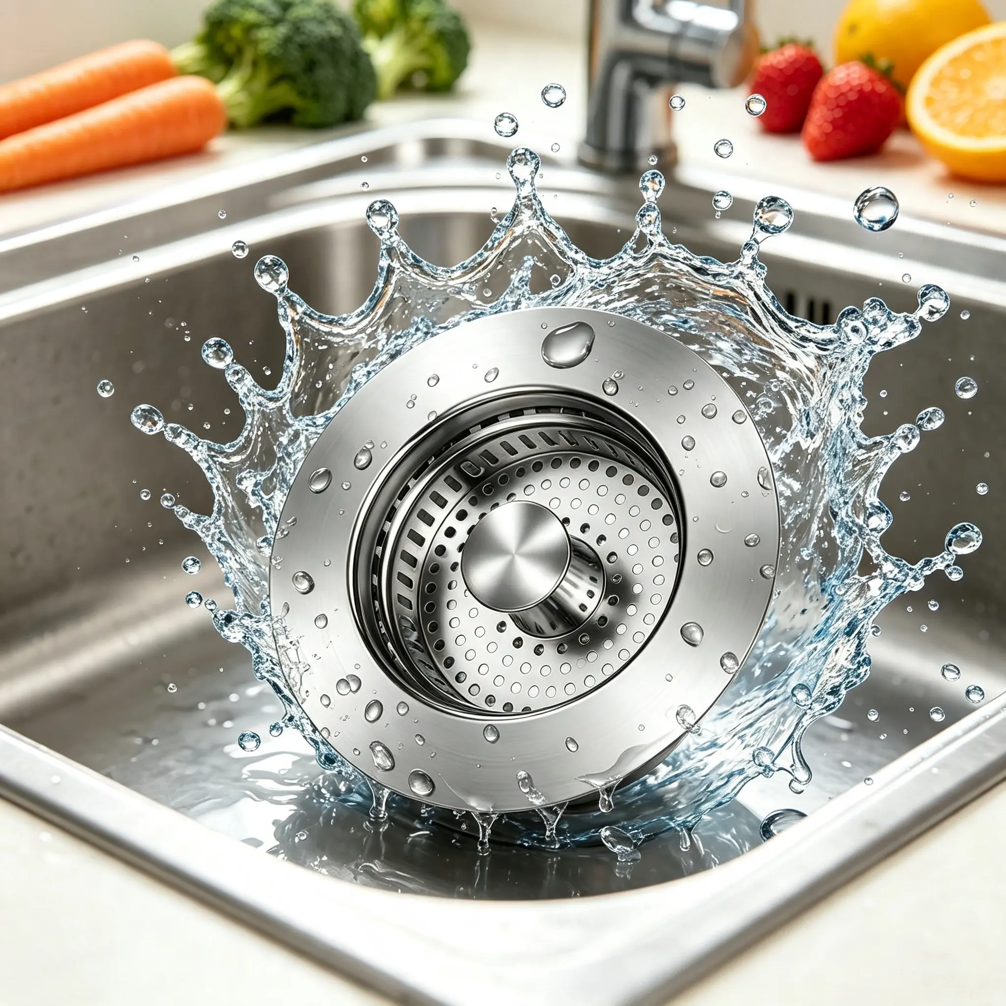Stopper combo,3 in 1 Multifunctional Kitchen Sink Drain Strainer, Stainless Steel Universal Sink Stopper, Anti-Clogging Hair Catcher for 3-1/2 Inch US Standard Drain, Quick Drainage Design