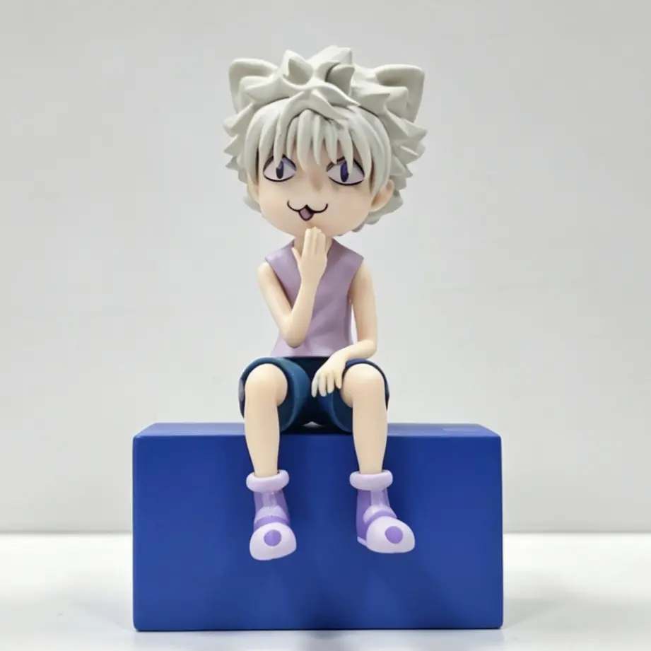 Hunter x Hunter Killua Chibi Sitting PVC Statue, Anime Merchandise, Secondary Trendy Toy for E-Sports Desk Decoration, Killua From Hunter X Hunter