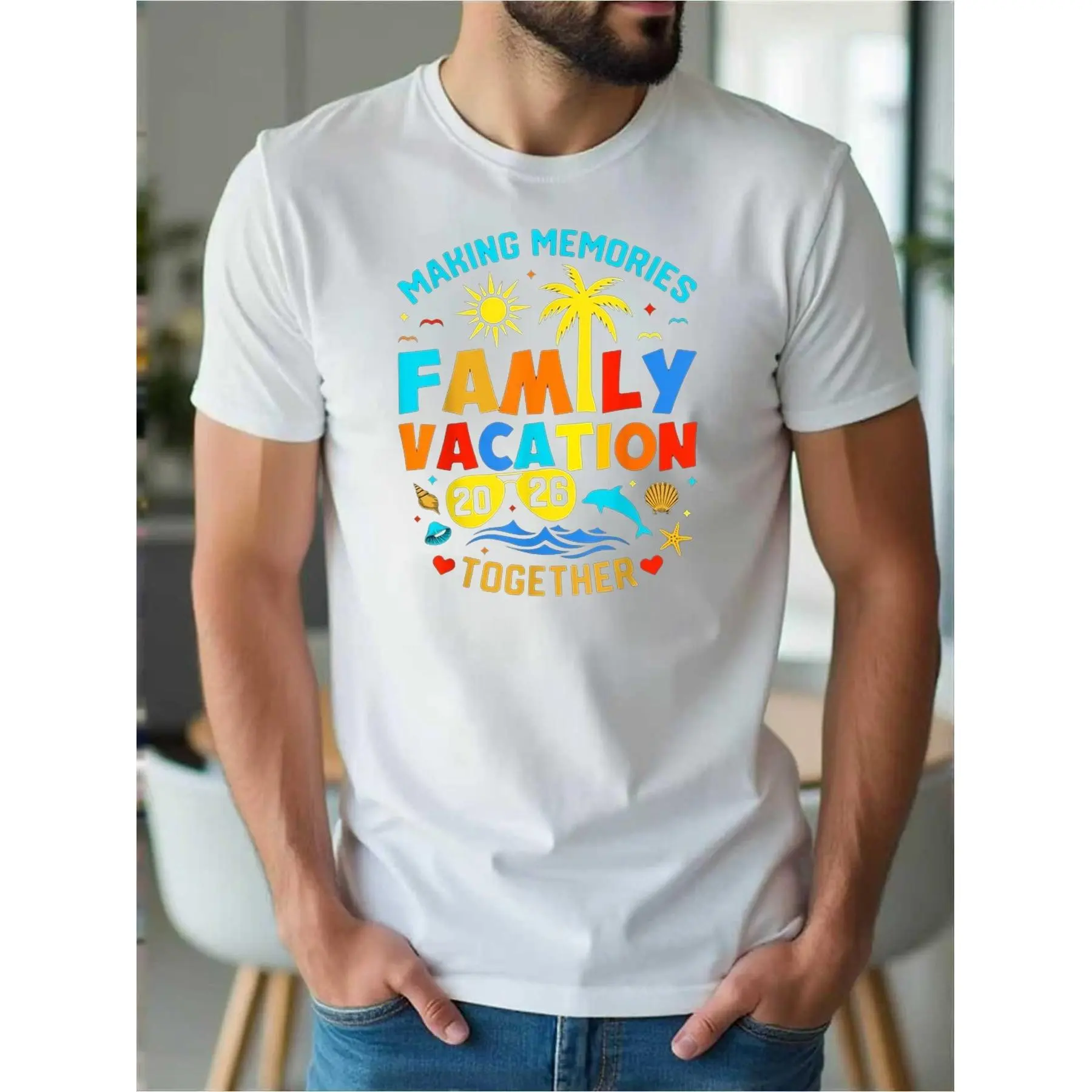 Family Vibes Making Memories 2026 Matching Reunion Tee Same Style for Men 2026 Summer Shortsleeved Printed Tshirt 180G03