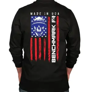 FR Benchmark Skull Flag Flame Resistant Long Sleeve Shirt Logo Graphic Hoodie Menswear, Womenswear, Cotton Shirt, T-shirt, Sweatshirt, Hoodie YC9 1LP