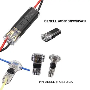 D2/t Type Plug-In LED Connector, No Soldering, No Stripping, Quick Connect Terminal, Tool-Free Plastic Connector, Replacement Parts