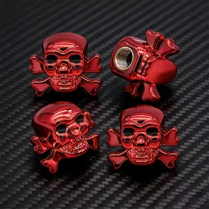 4pcs skull ABS material themed Automotive tire valve caps, designed for dust protection, suitable for cars, SUVs, bicycles, trucks, and motorcycles, Truck Accessories