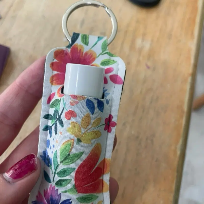 Floral Chapstick/ lipstick holder keychain