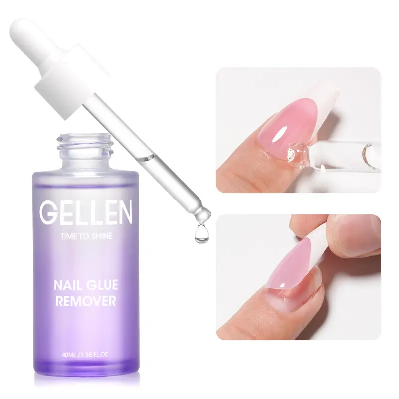 Gellen Dropper Nail Glue Remover 40ml - Acetone-Free, Fragrance-Free Nail Care Liquid for Press On Removal, UV Glue & False Tips (Not for Gel Polish)