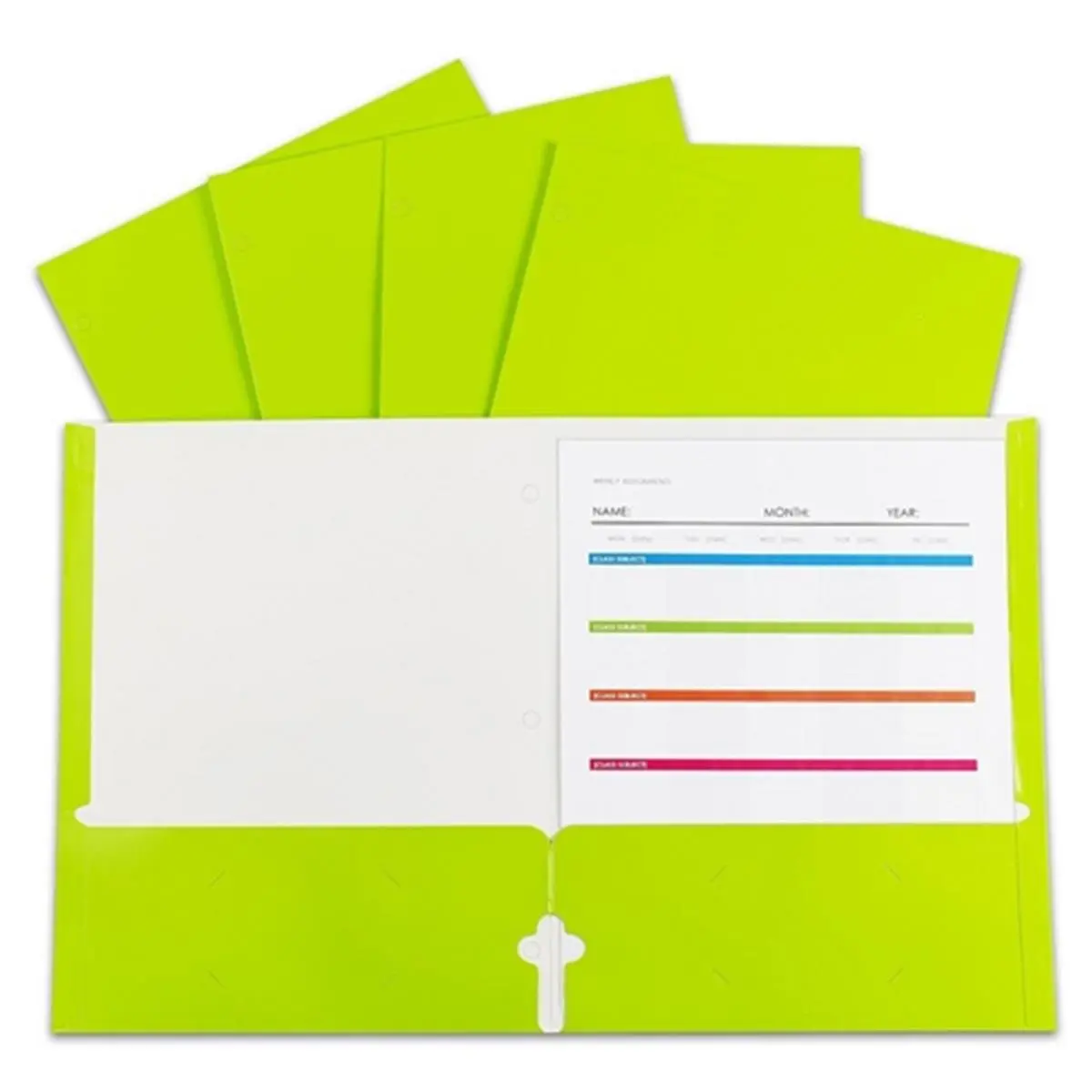 C-Line Products Green 2-Pocket Laminated High-Gloss Finish Filing Folders with 2 Business Card Slots, 3-Hole Punch Document Organizer (Bulk Box of 25, Folders Bulk, Great for School)