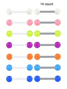 Tongue Ring Set, Stainless Steel Tongue Piercing Jewelry for Party, Daily Clothing Decor, Trendy All-match & Exquisite Jewelry for Birthday Gift